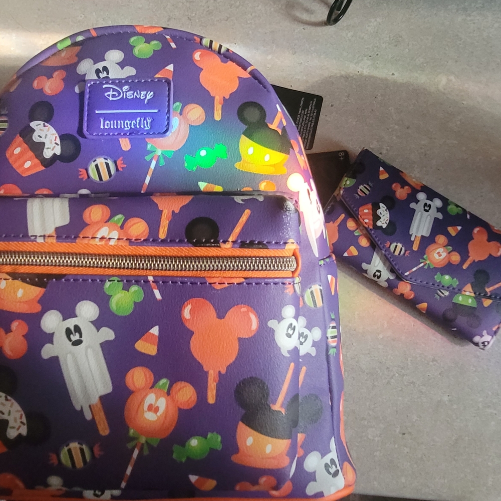 Loungefly Disney Kids Backpack and Wallet - Purple and Orange